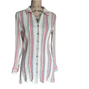 Soft Surroundings Striped Button Down Top Sz Small